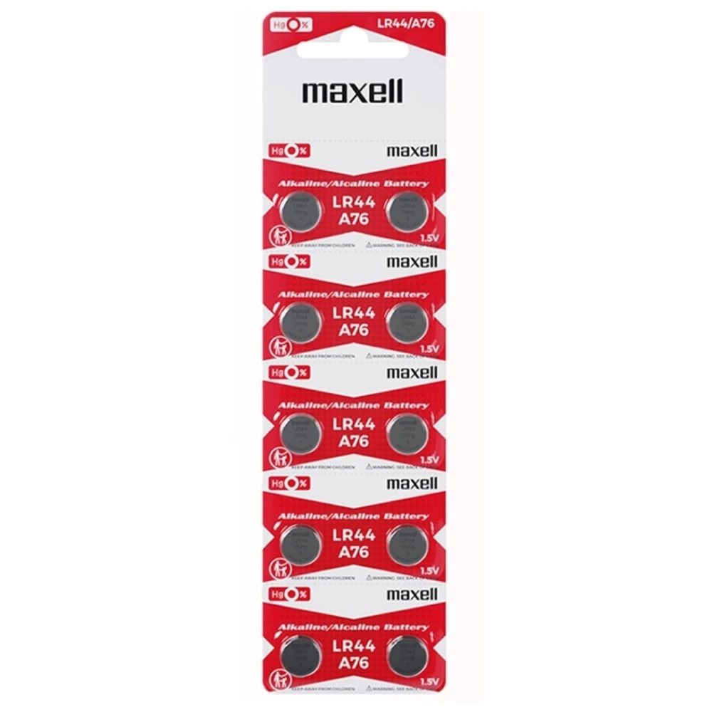 Maxell CMOS Battery 1.5V LR44,A76 (Pack of 10)